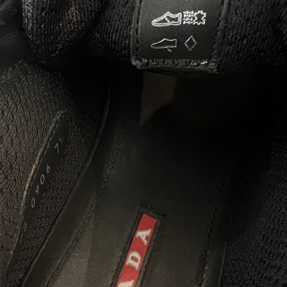 Prada Black Mesh and Leather Low Top Sneakers - Picture 9 of 9